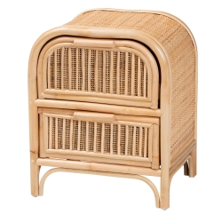 bali & pari Adrika Bohemian Natural Rattan 2-Drawer Nightstand